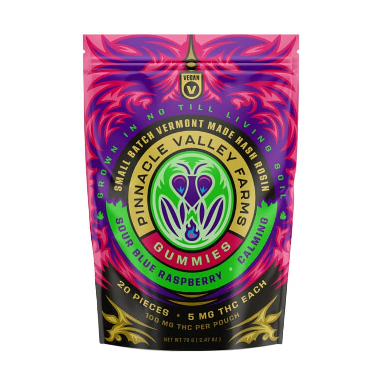 learn more about Sour Blue Raspberry Hash Rosin Gummies